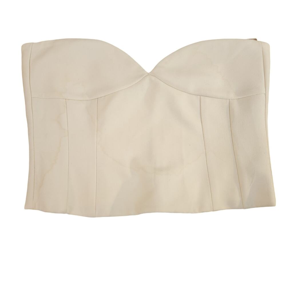 NWT Zara Cream Strapless Sweetheart Structured Corset Crop Top Size XL